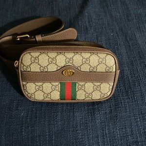 Gucci belt purse in brown/red/green